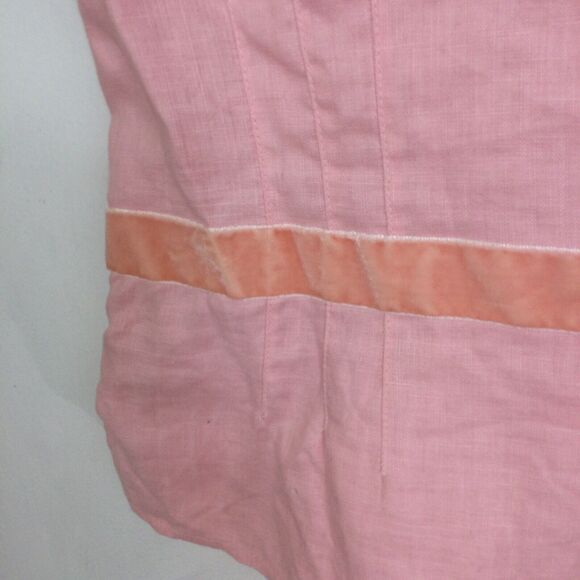 Richard Malcolm Irish Linen Sleeveless Crew Neck Button Up Blouse Top Pink Med - Picture 5 of 11